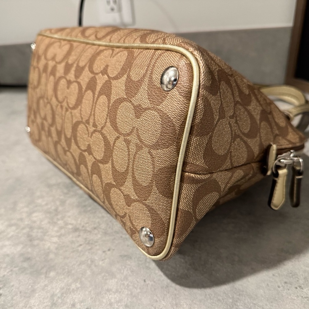 Coach Peyton Signature Cora Domed Satchel Handbag 24606 Gold/Brown! GUC!! - Picture 7 of 12